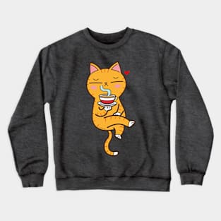 Coffee loving cat (Orange version) Crewneck Sweatshirt